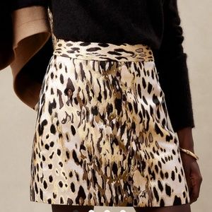 Banana Republic Brocade Leopard Print Mini Skirt